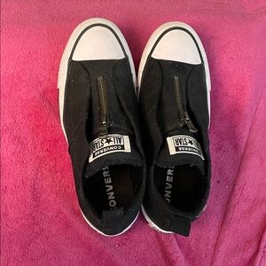 Converse Kids Black and White Zip Sneakers
